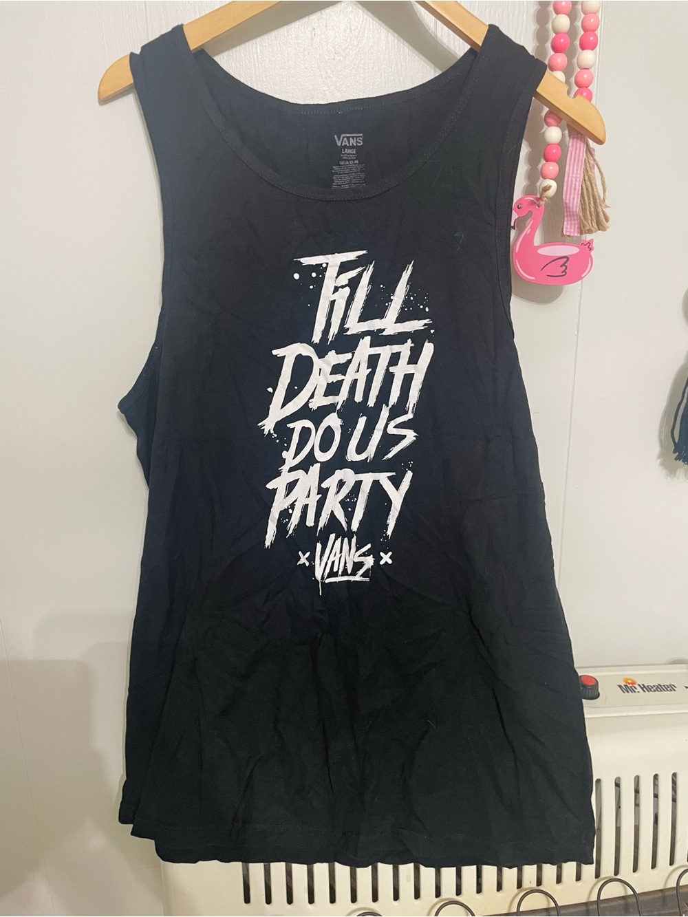 Vans Black Tank with White 'Till Death Do Us Party' Graphic